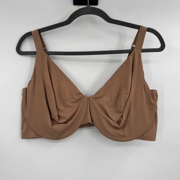 Skims Womens 42DDD Brown Full Coverage Adjustable Straps Ruched Underwired Bra - Picture 2 of 7